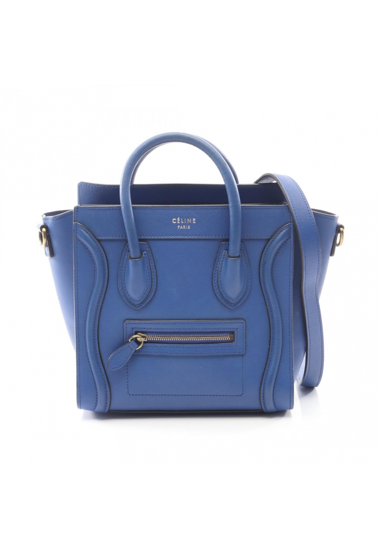 CELINE Pre-Loved Celine luggage nano shopper Handbag leather blue 2WAY