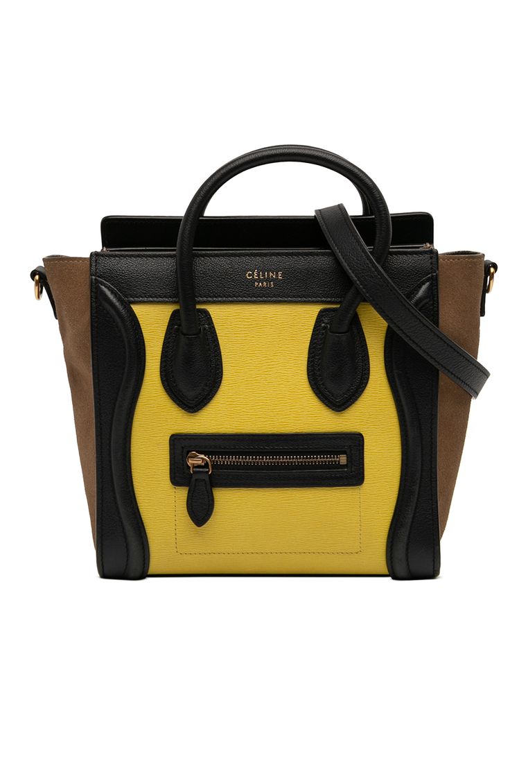 CELINE Pre-Loved Celine Nano Tricolor Calfskin And Suede Luggage Tote