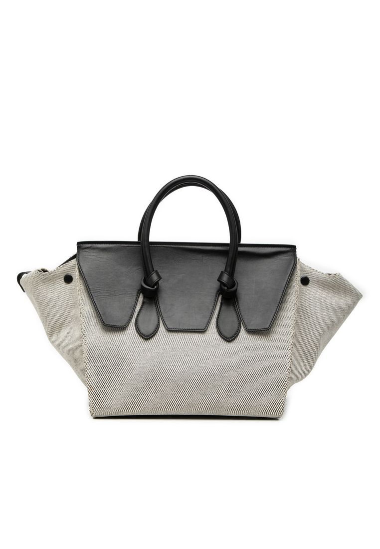 CELINE Pre-Loved Celine Small Bicolor Canvas And Calfskin Tie Knot Handbag