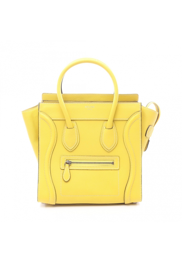 Celine Pre-Loved Celine luggage micro shopper Handbag tote bag leather yellow