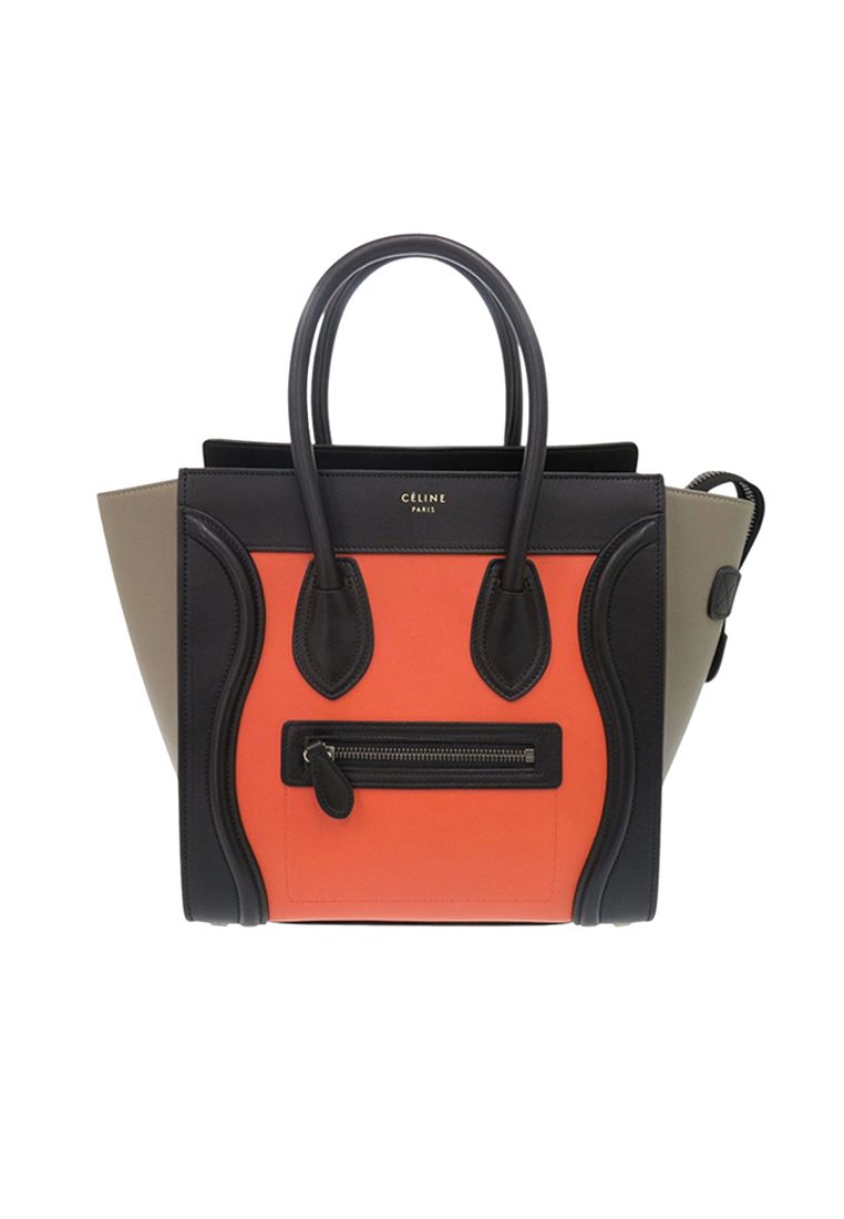 CELINE Pre-Loved Celine Micro Tricolor Leather Luggage Tote