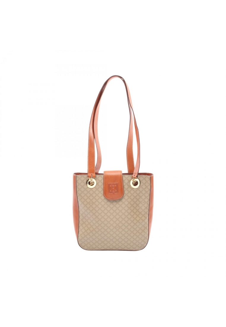 CELINE Pre-Loved Celine Triomphe Shoulder bag tote bag PVC leather beige light brown