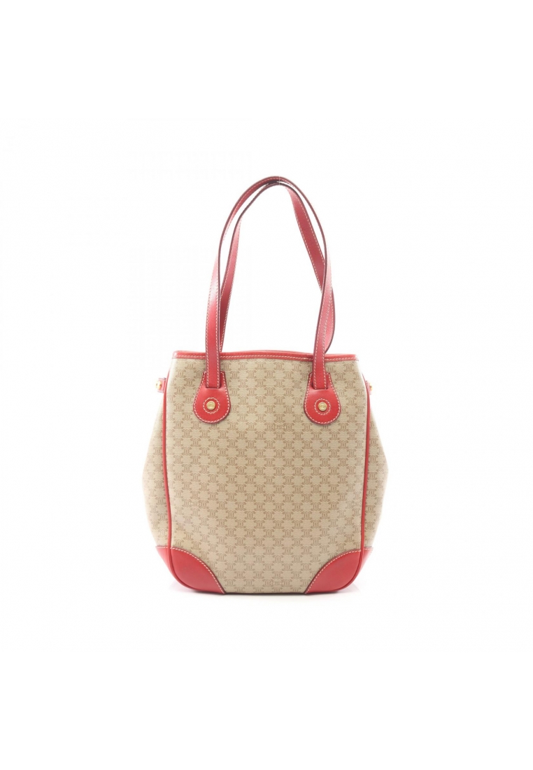 CELINE Pre-Loved Celine Macadam Handbag tote bag PVC leather beige Red