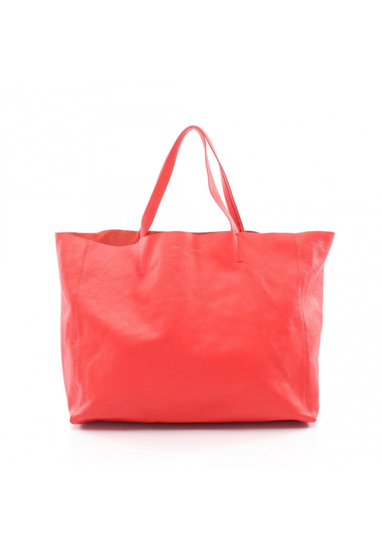 CELINE Pre-Loved Celine HORIZONTAL CABAS horizontal Hippopotamus Handbag tote bag leather Red