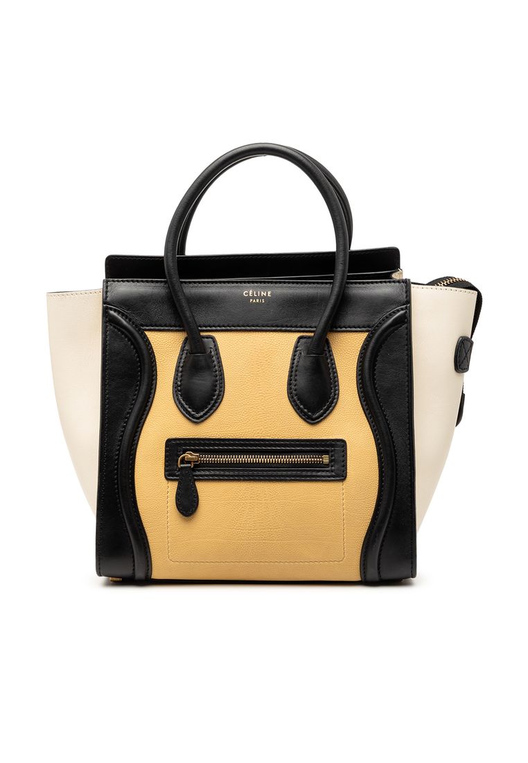 Celine Pre-Loved Celine Micro Tricolor Leather Luggage Tote