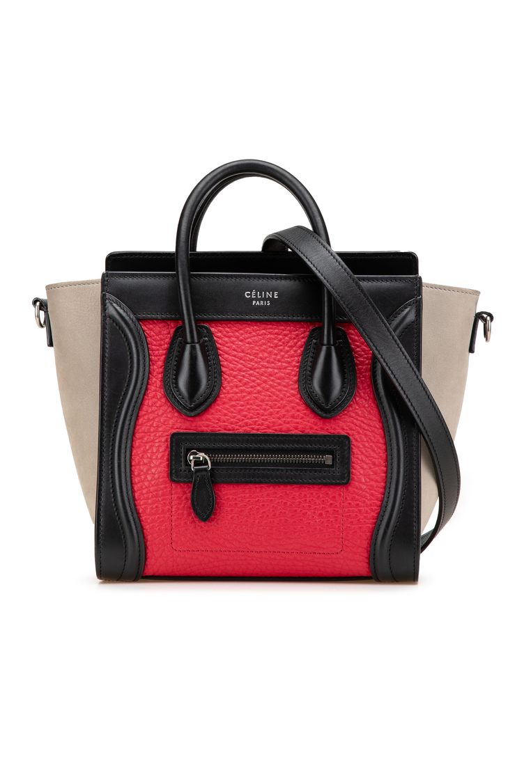 CELINE Pre-Loved Celine Nano Tricolor Nubuck And Calfskin Luggage Tote