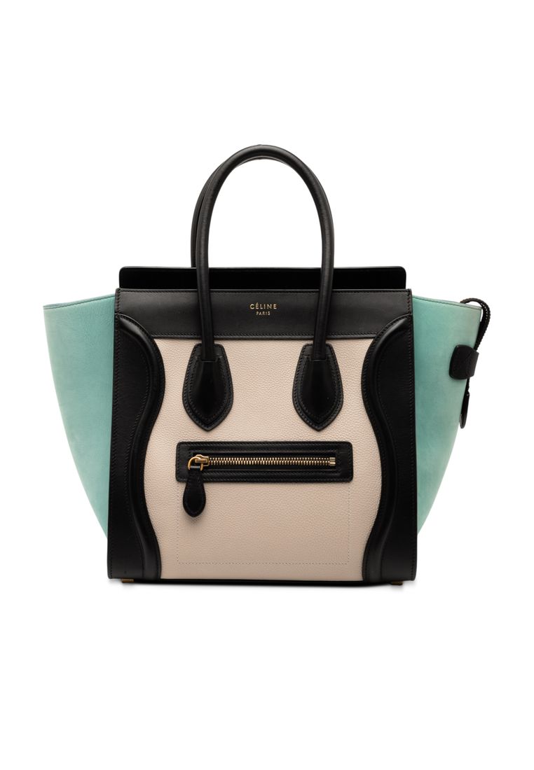 CELINE Pre-Loved Celine Micro Tricolor Leather Luggage Tote