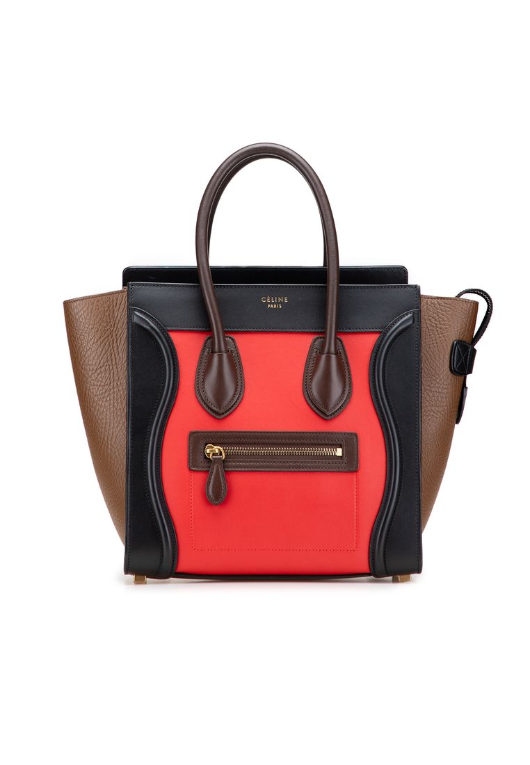 CELINE Pre-Loved Celine Micro Tricolor Leather Luggage Tote