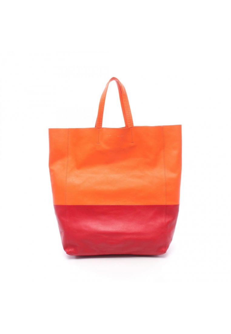 CELINE Pre-Loved Celine horizontal hippopotamus Handbag tote bag leather orange Red