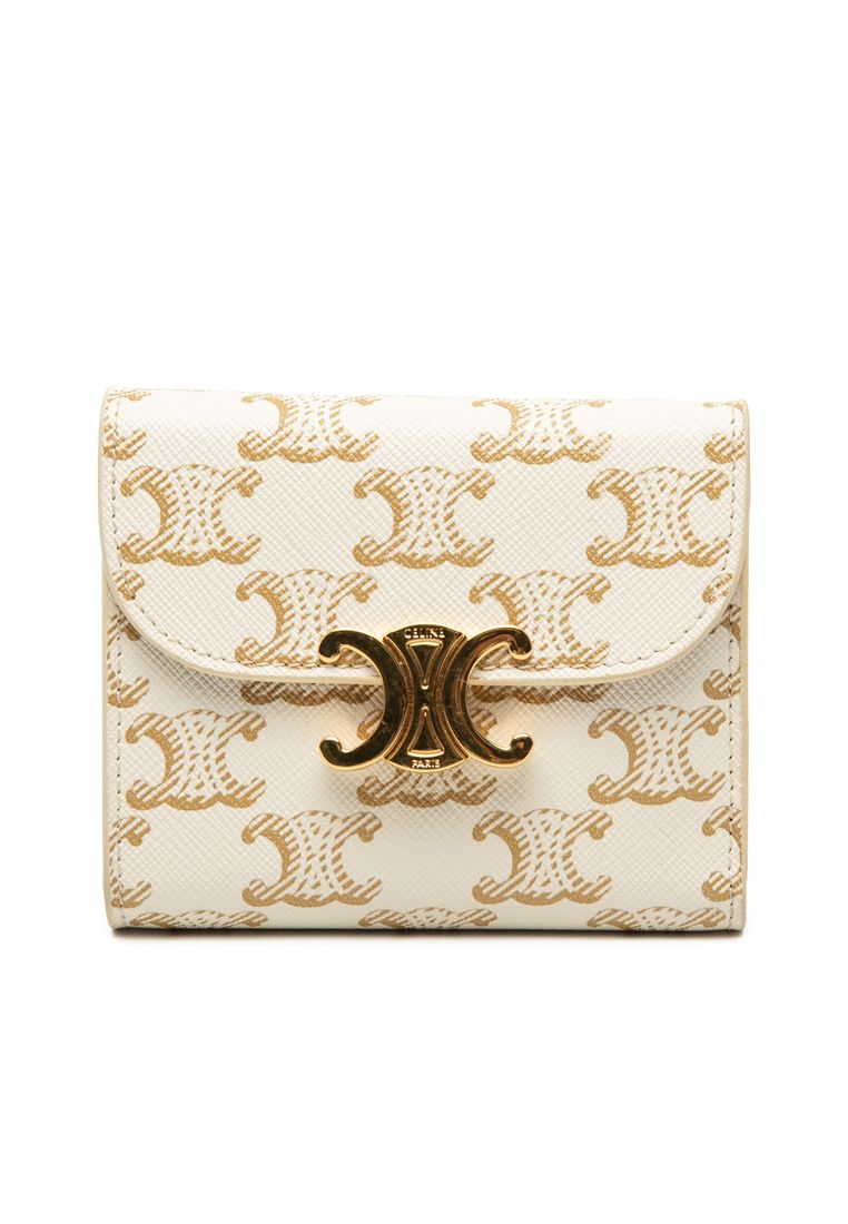 CELINE Pre-Loved Celine Triomphe Coated Canvas Triomphe Trifold Wallet