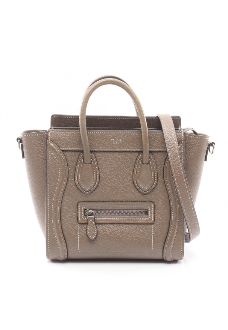 CELINE Pre-Loved Celine luggage nano shopper 2WAY Handbag leather Gray brown