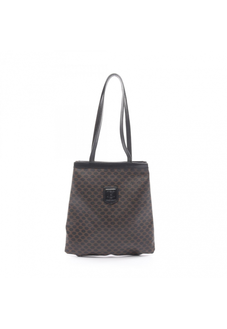 CELINE Pre-Loved Celine Macadam Shoulder bag tote bag PVC leather black Brown