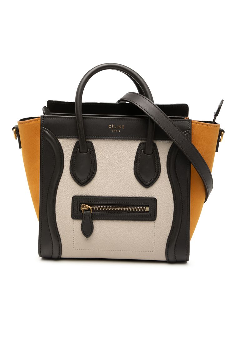 CELINE Pre-Loved Celine Nano Tricolor Nubuck And Drummed Calfskin Luggage Tote