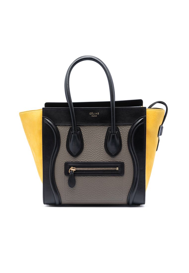 CELINE Pre-Loved Celine Micro Tricolor Leather Luggage Tote