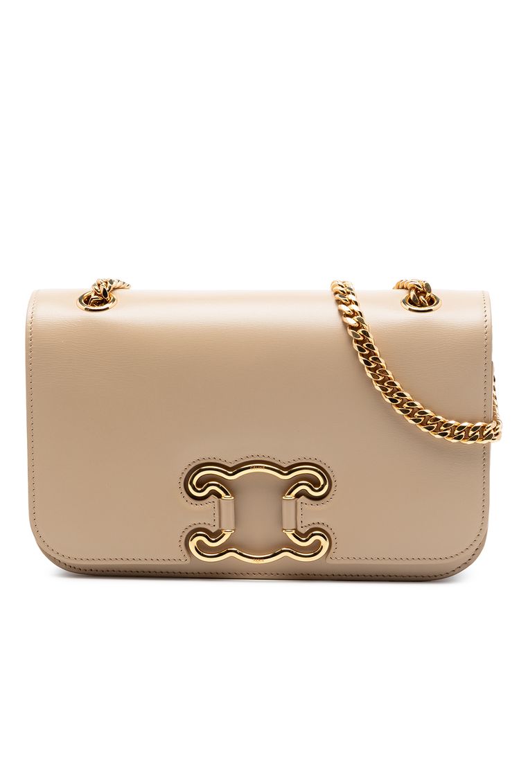 CELINE Pre-Loved Celine Medium Calfskin Triomphe Frame Crossbody