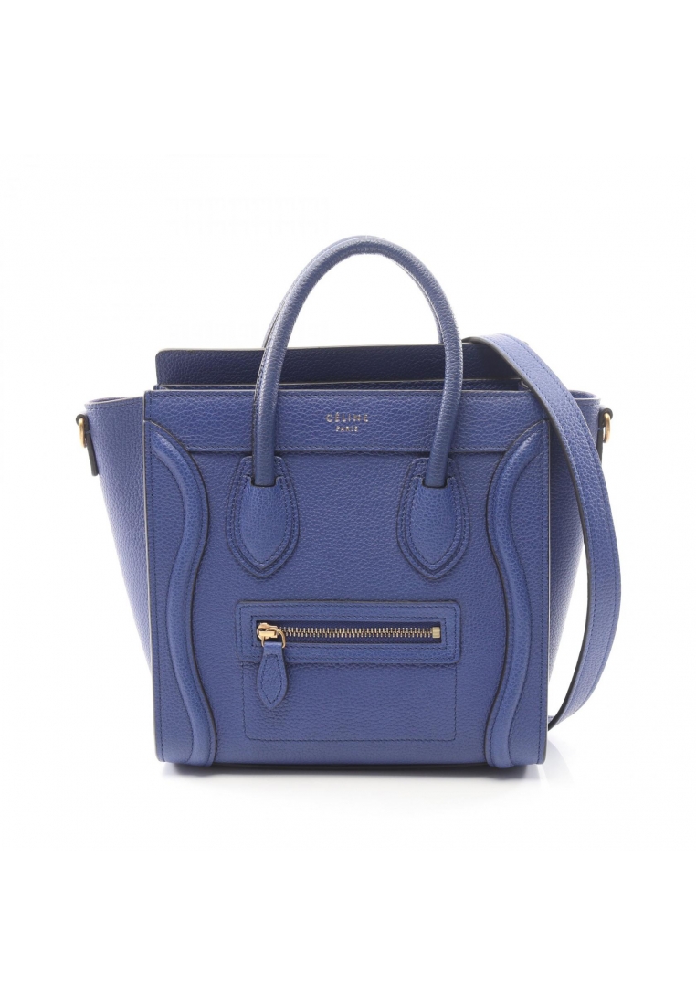 CELINE Pre-Loved Celine luggage nano shopper Handbag leather blue 2WAY