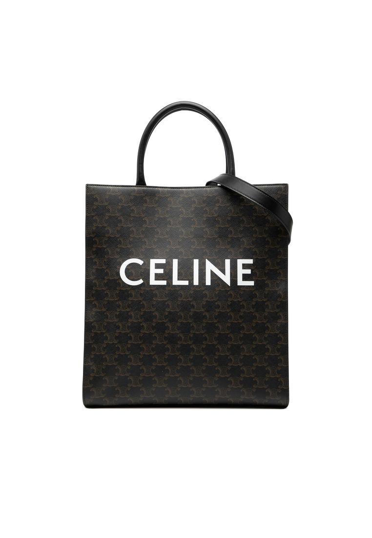 CELINE Pre-Loved Celine Medium Triomphe Coated Canvas Vertical Cabas Tote