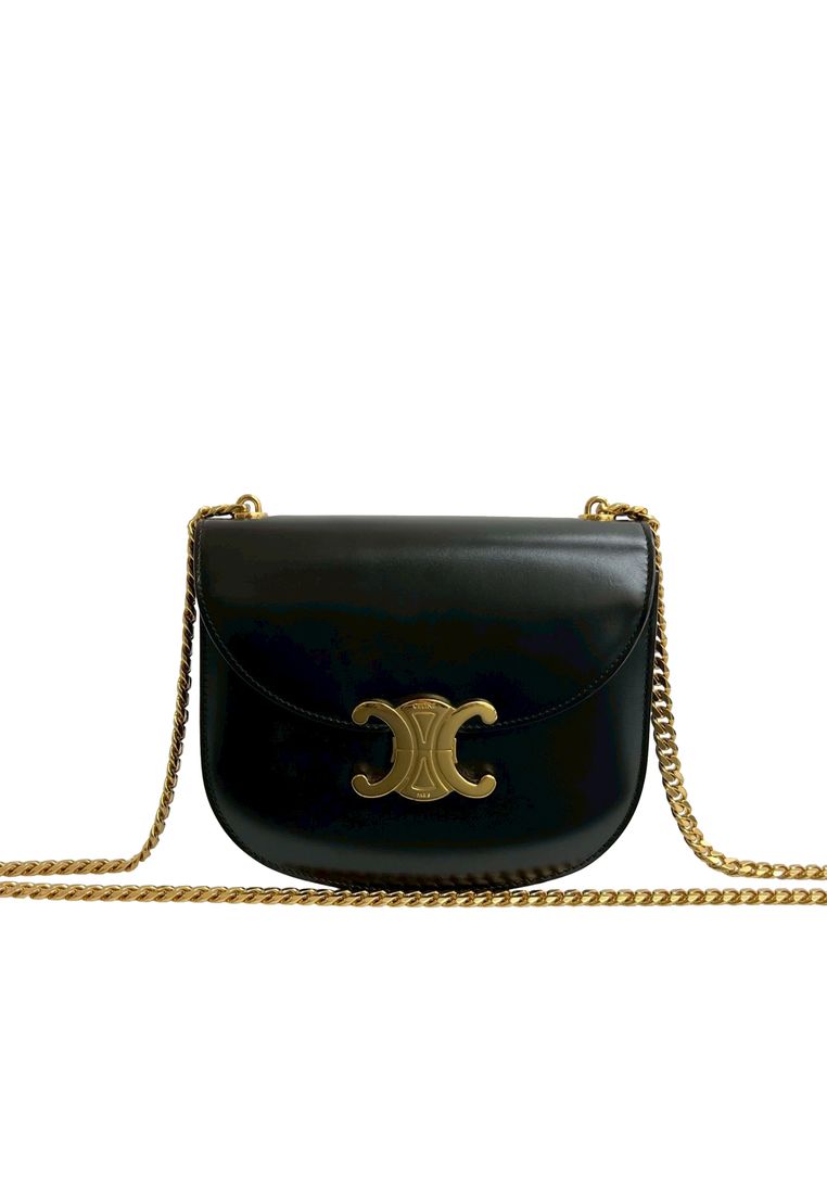 CELINE Pre-Loved Celine Teen Shiny Calfskin Triomphe Besace Clea Chain Crossbody