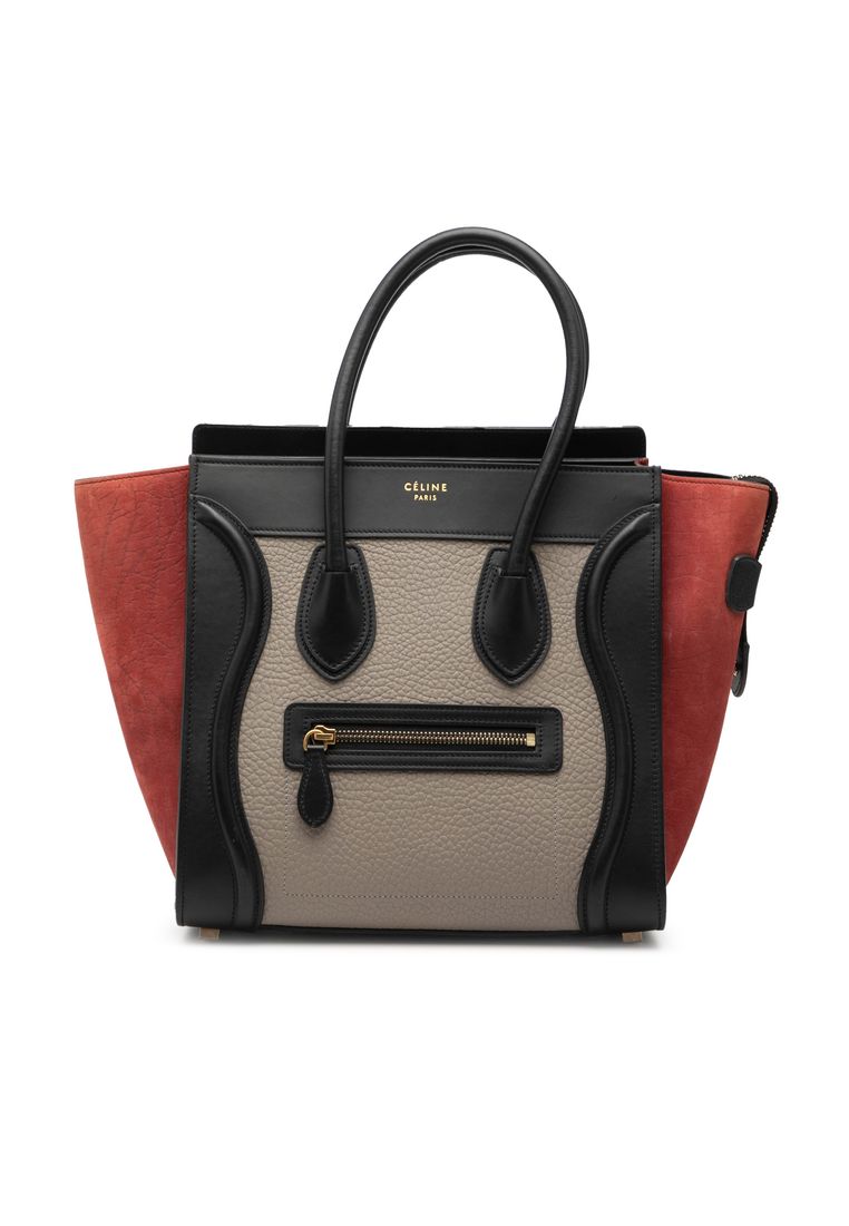 CELINE Pre-Loved Celine Micro Tricolor Leather Luggage Tote