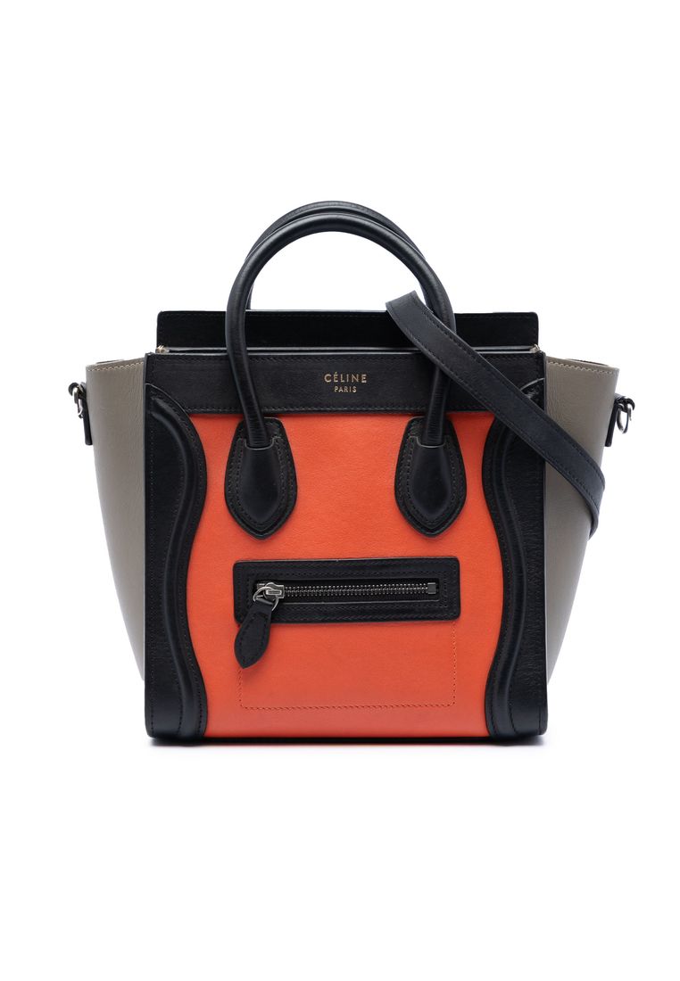 CELINE Pre-Loved Celine Nano Tricolor Leather Luggage Tote