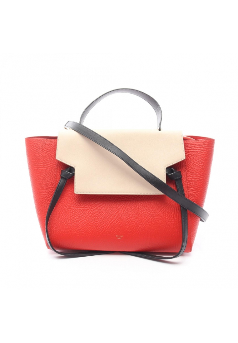 CELINE Pre-Loved Celine BELT BAG MINI belt bag mini Handbag leather Red beige black 2WAY