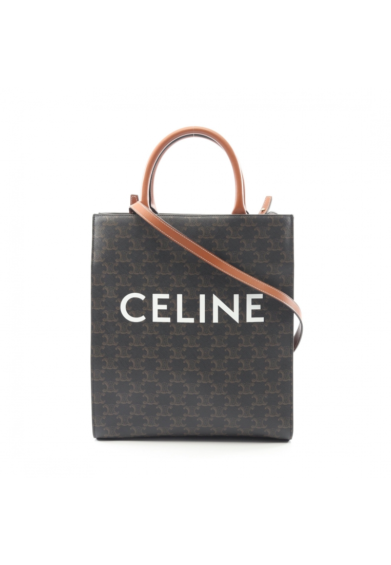 CELINE Pre-Loved Celine Small Vertical Hippopotamus Triomphe Handbag tote bag PVC leather black Brow