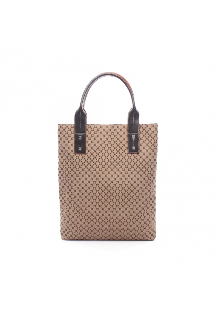 CELINE Pre-Loved Celine Macadam Shoulder bag tote bag nylon canvas leather Brown Dark brown