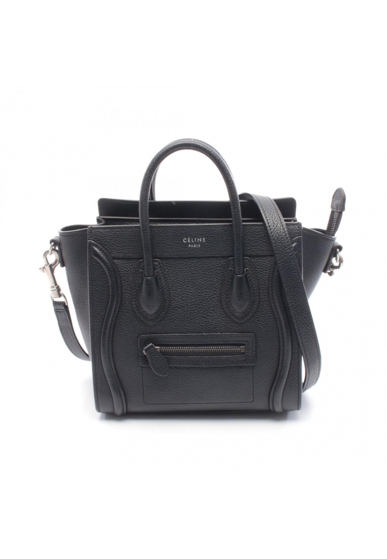 CELINE Pre-Loved Celine luggage nano shopper Handbag leather black 2WAY