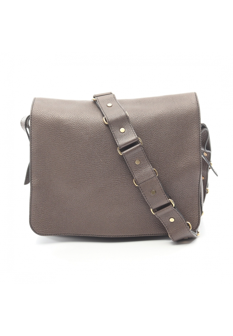 CELINE Pre-Loved Celine Messenger bag Shoulder bag leather Dark brown