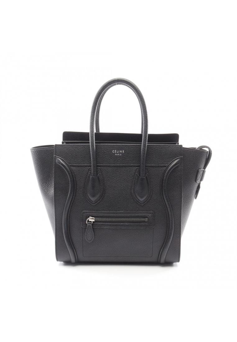 CELINE Pre-Loved Celine luggage micro shopper Handbag tote bag leather black