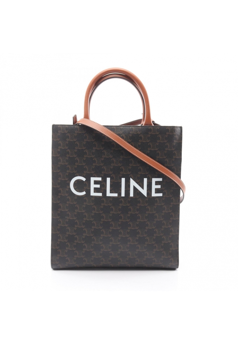 CELINE Pre-Loved Celine Small Vertical Hippopotamus Triomphe Handbag tote bag PVC leather black Brow