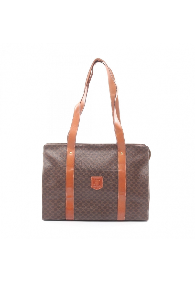CELINE Pre-Loved Celine Macadam Shoulder bag tote bag PVC leather Dark brown light brown