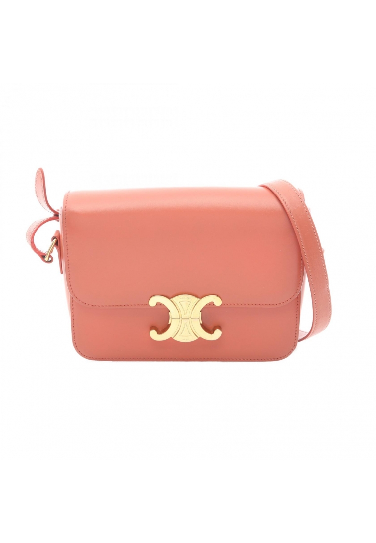 CELINE Pre-Loved Celine teen Triomphe bag Shoulder bag leather coral orange