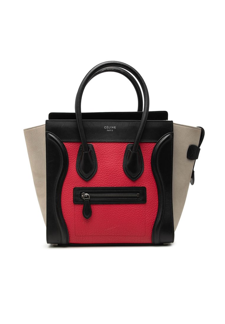 Celine Pre-Loved Celine Micro Tricolor Leather Luggage Tote