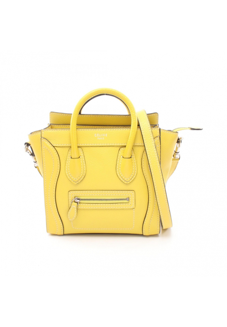 CELINE Pre-Loved Celine luggage nano shopper 2WAY Handbag leather yellow