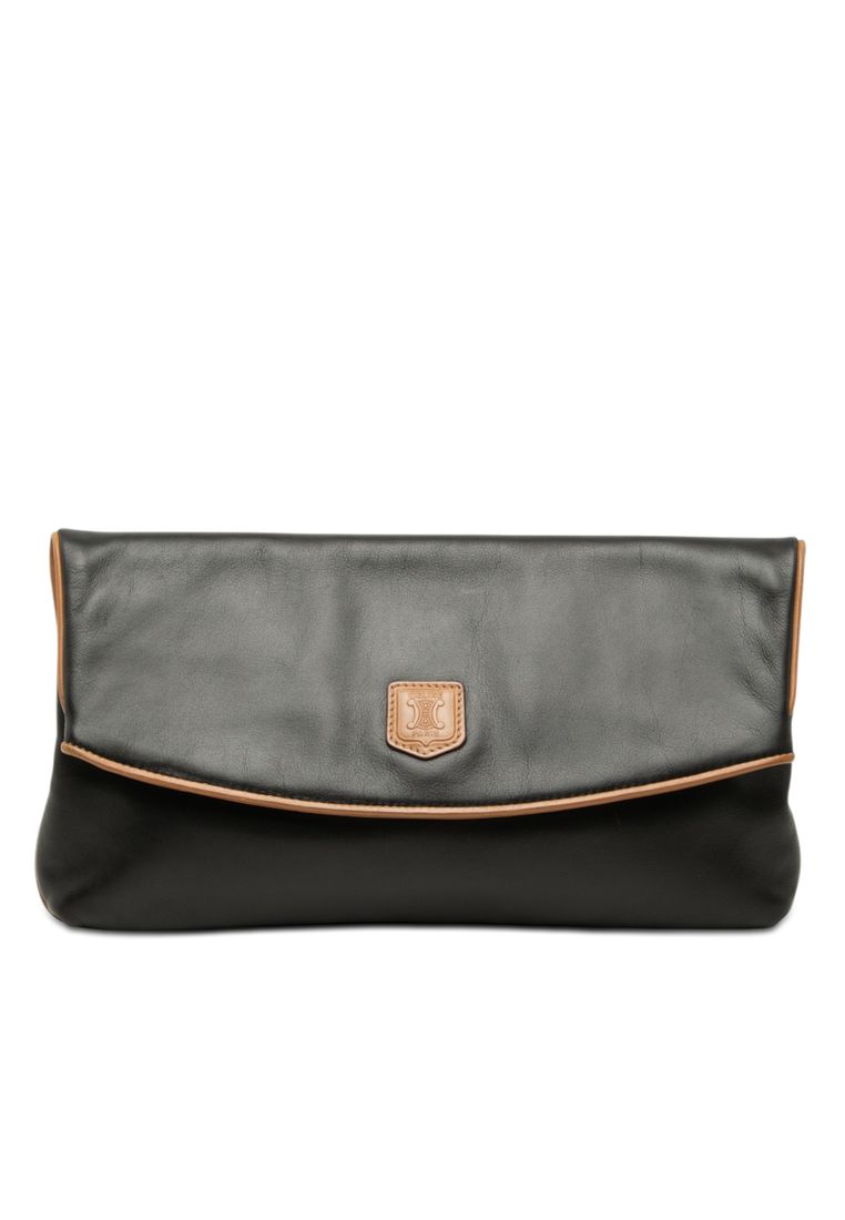 Celine Pre-Loved Celine Leather Triomphe Foldover Clutch