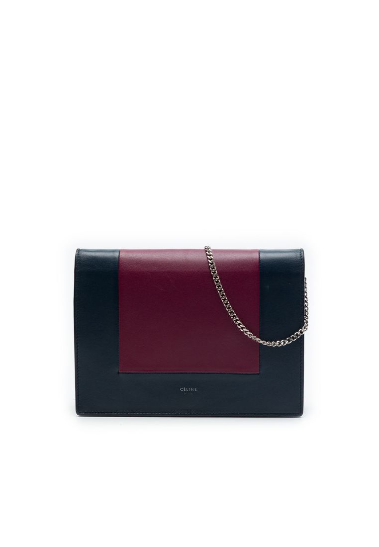 CELINE Pre-Loved Celine Leather Frame Wallet On Chain