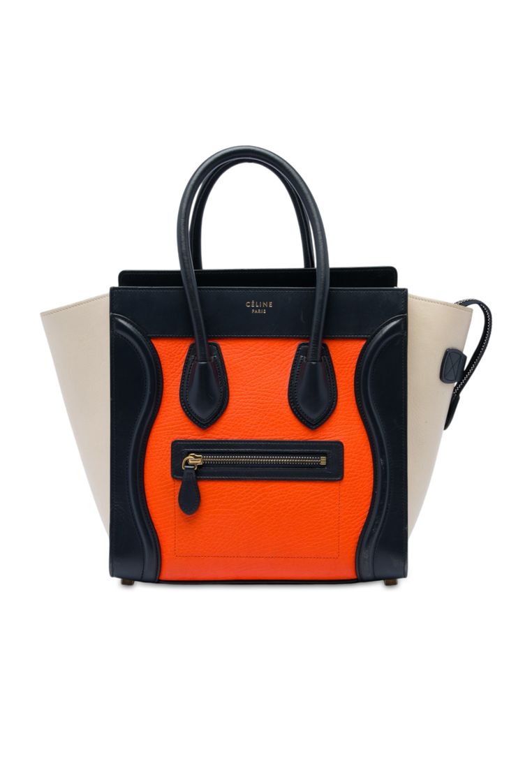 CELINE Pre-Loved Celine Micro Tricolor Leather Luggage Tote