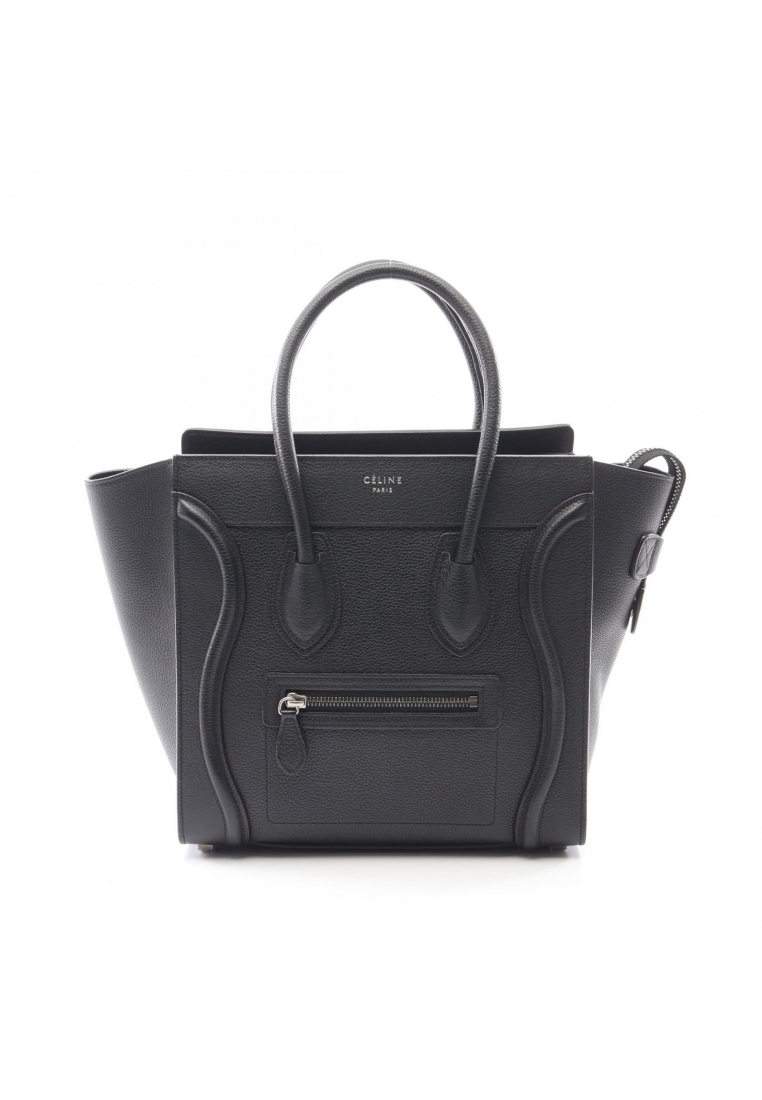 CELINE Pre-Loved Celine luggage micro shopper Handbag tote bag leather black