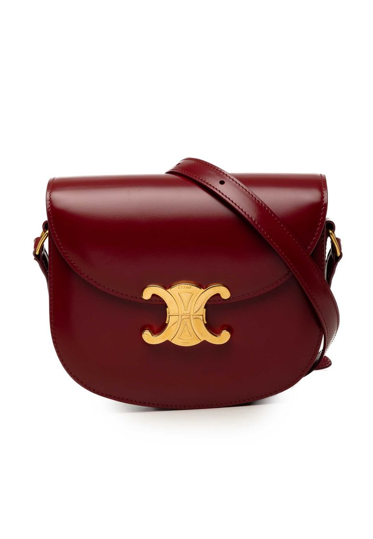 Celine Pre-Loved Celine Teen Shiny Calfskin Triomphe Besace Clea Crossbody