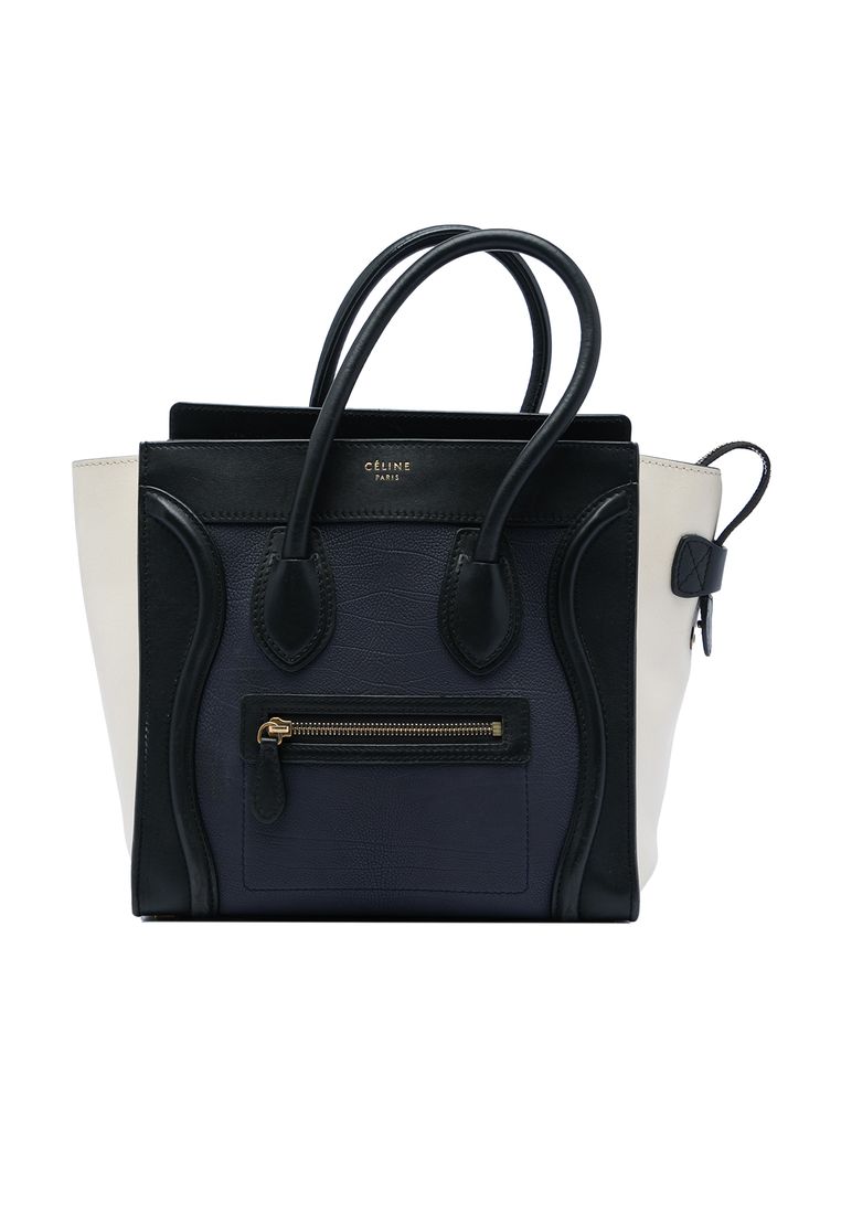 CELINE Pre-Loved Celine Micro Tricolor Leather Luggage Tote