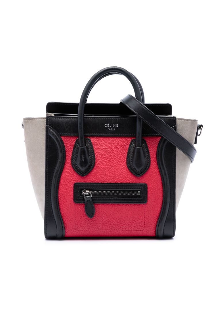 CELINE Pre-Loved Celine Nano Tricolor Nubuck And Calfskin Luggage Tote