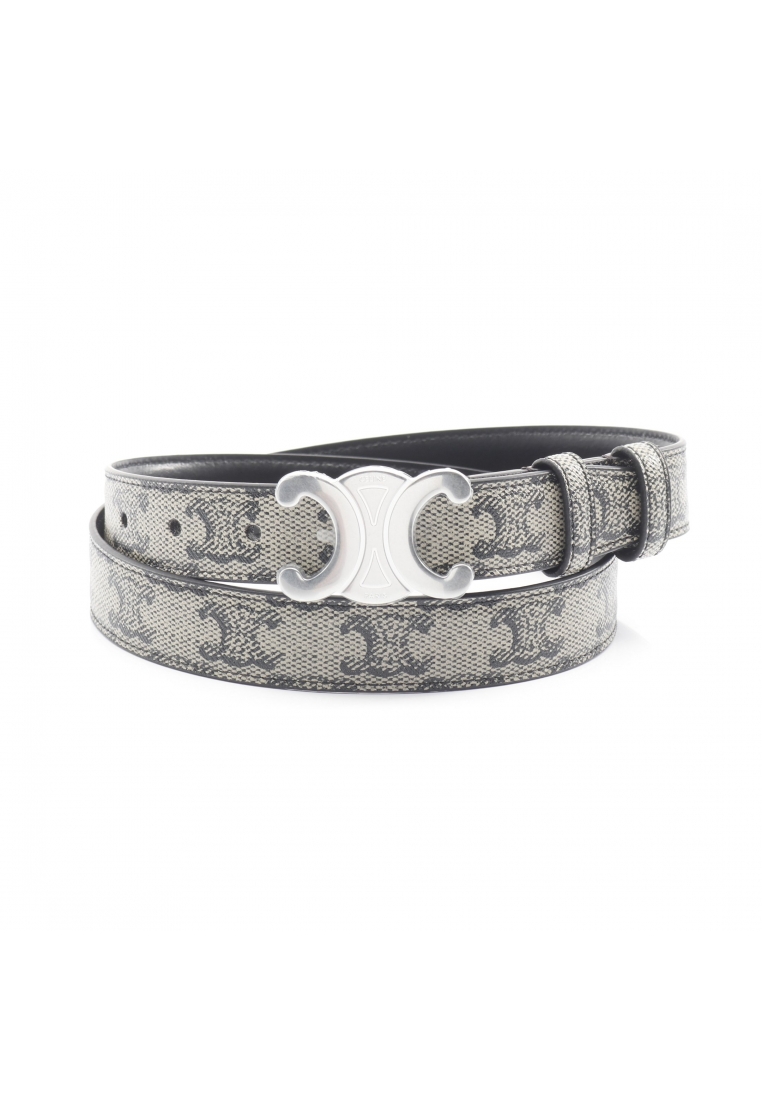 CELINE Pre-Loved Celine Medium 25MM Triomphe belt PVC ivory black