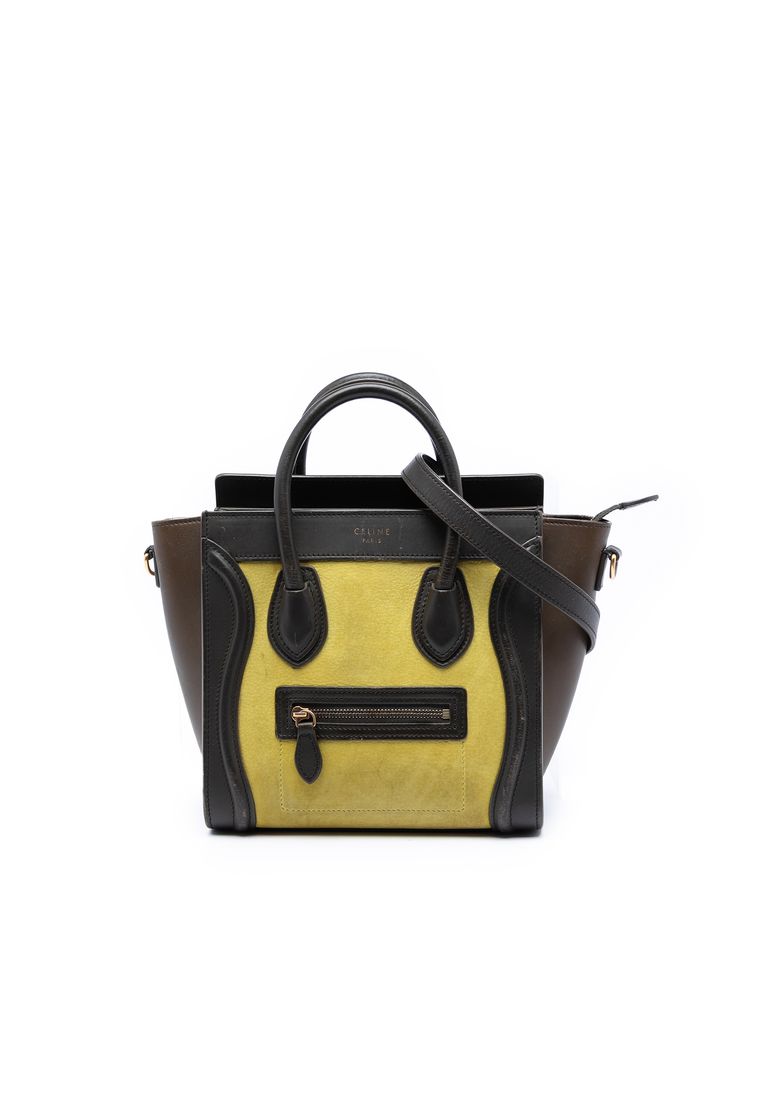 CELINE Pre-Loved Celine Nano Tricolor Leather Luggage Tote