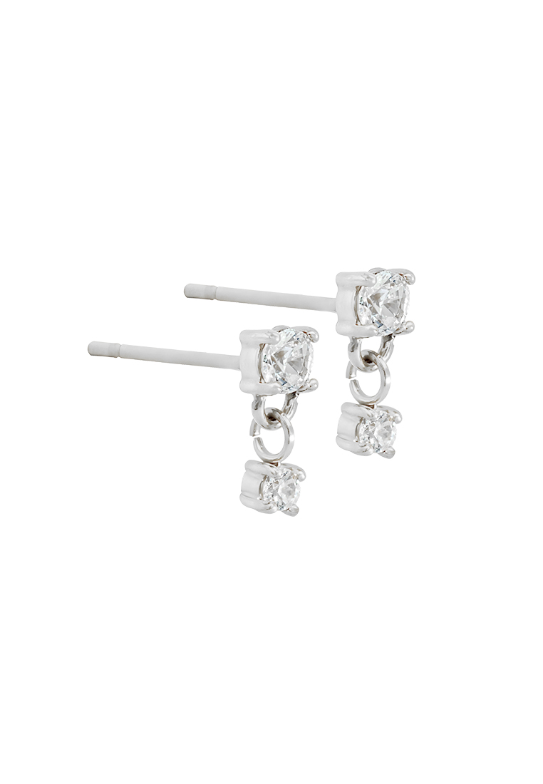 CELOVIS Lyra Twin Drop Stud Earrings in Silver