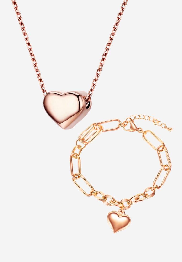 CELOVIS Amora Necklace Paired with Everlast Bracelet Jewellery Set in Rose Gold