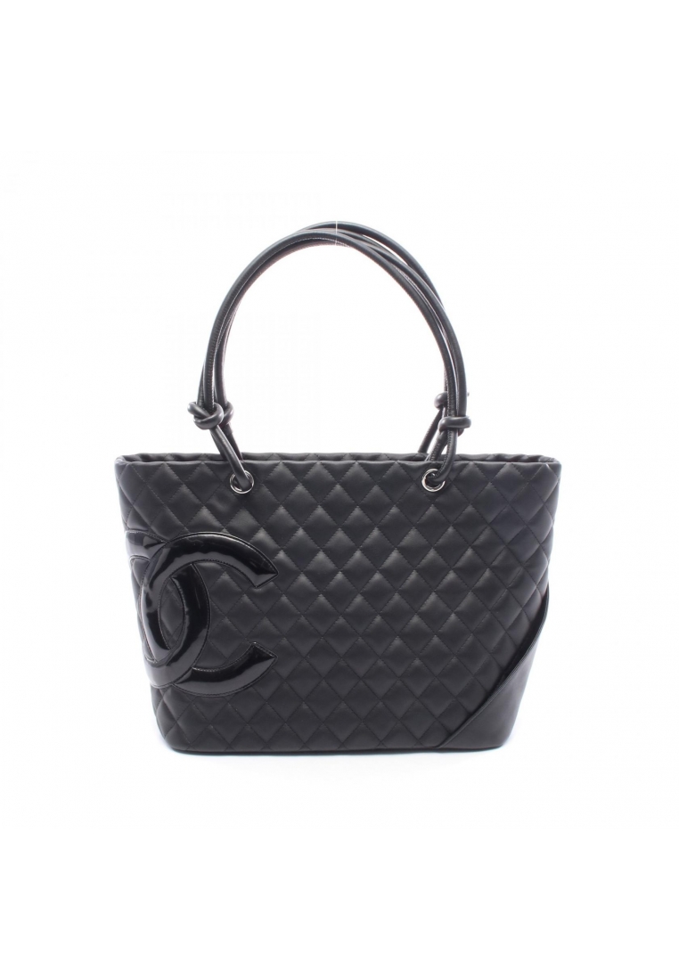 Chanel Pre-Loved Chanel Cambon line Large Shoulder bag tote bag leather Patent leather black silver 