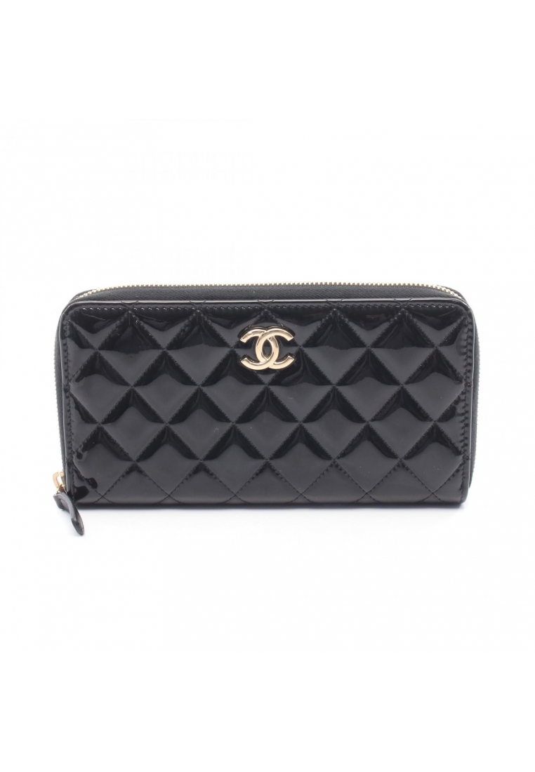 Chanel Pre-Loved Chanel classic Matelasse Long Zip Wallet round zipper long wallet Patent leather bl