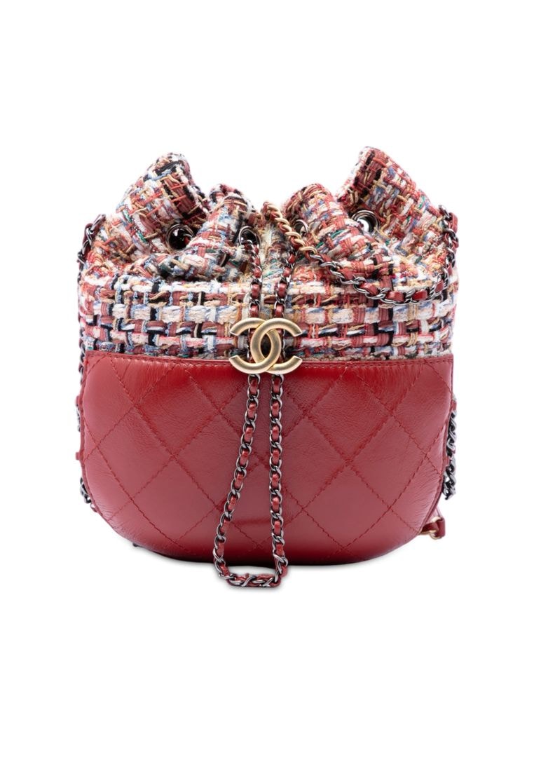 Chanel Pre-Loved Chanel Small Quilted Calfskin And Tweed Gabrielle Bucket Bag
