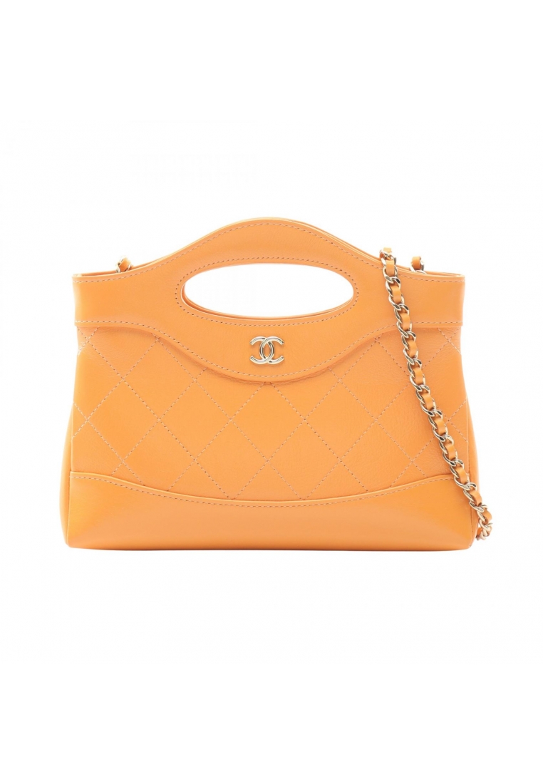 Chanel Pre-Loved Chanel Chanel 31 Nano chain shoulder bag leather orange gold hardware